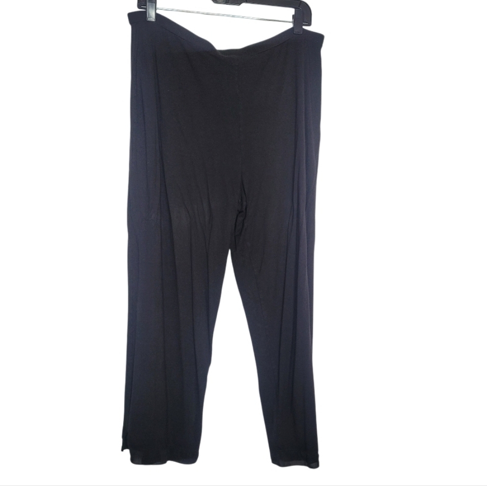 J. Jill Stretch Pants Large Wide Leg Slinky Knit Elastic Waist Office Lagenlook